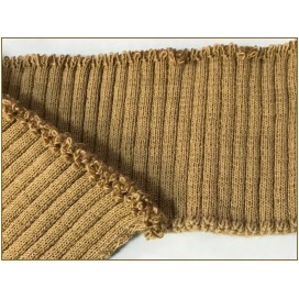 Bord-Cote En Bande Large en Tissu Maille Beige Pour Poignée Manche et cols