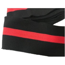Bord-Cote En Bande de Tissu Maille Noir et Rouge à coudre Pour Poignée Manche et cols