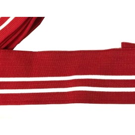 Bord-Cote En Bande de Tissu Maille Rouge A Rayure Blanche à coudre Pour Poignée Manche et cols
