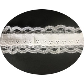Broderie Anglaise En Entre Deux Coton Orné de Dentelle au Mètre en 6 cm Blanche A Coudre.
