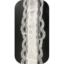 Broderie Anglaise En Entre Deux Coton Orné de Dentelle au Mètre en 6 cm Blanche A Coudre.