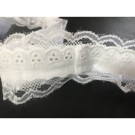 Broderie Anglaise En Entre Deux Coton Orné de Dentelle au Mètre en 6 cm Blanche A Coudre.