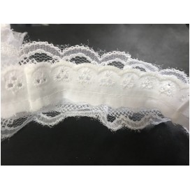 Broderie Anglaise En Entre Deux Coton Orné de Dentelle au Mètre en 6 cm Blanche A Coudre.