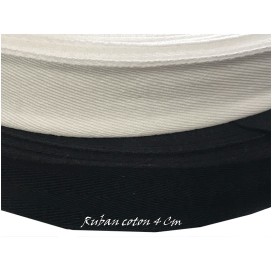 Ruban Sergé Blanc Coton Au Mètre En Grande Largeur De 4 Cm  A Coudre Pour Loisirs Créatifs Et Décorations.
