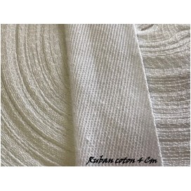 Ruban Sergé Blanc Coton Au Mètre En Grande Largeur De 4 Cm  A Coudre Pour Loisirs Créatifs Et Décorations.