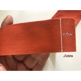 Ruban Sergé Brique Au Mètre En Grande Largeur De 4,5 Cm En Coton  A Coudre Pour Loisirs Créatifs Et Décorations.