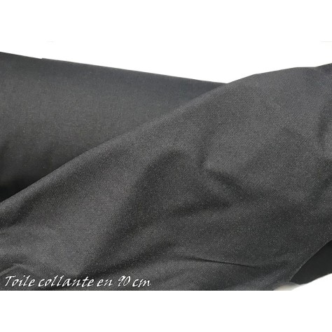 Thermocollant Au Mètre, En Tissu Toile Collante Noir en 90 Cm de Largeur.