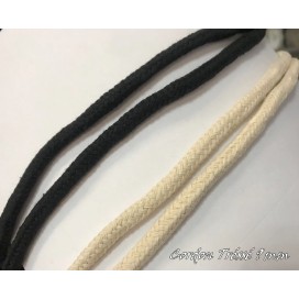 Cordon Coton En 9 mm Tréssé Noir En Au Mètre