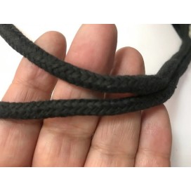 Cordon Coton En 9 mm Tréssé Noir En Au Mètre
