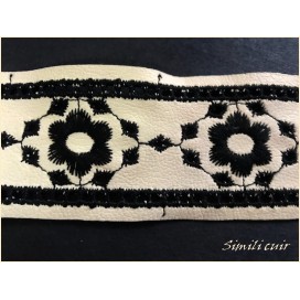 Ruban Simili Cuir Brodé Ecru Au Mètre En  5 Cm  A Coudre Pour Vetements  Décorations