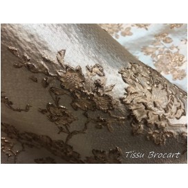 Tissu Brocart Au Mètre De Luxe En Motifs Fleurs Doré Or Imprimés Et En Relief Lurex Or Pour Robes, Tailleurs Et Caftans