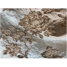 Tissu Brocart Au Mètre De Luxe En Motifs Fleurs Doré Or Imprimés Et En Relief Lurex Or Pour Robes, Tailleurs Et Caftans