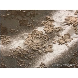 Tissu Brocart Au Mètre De Luxe En Motifs Fleurs Doré Or Imprimés Et En Relief Lurex Or Pour Robes, Tailleurs Et Caftans