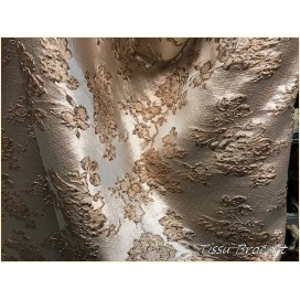 Tissu Brocart Au Mètre De Luxe En Motifs Fleurs Doré Or Imprimés Et En Relief Lurex Or Pour Robes, Tailleurs Et Caftans