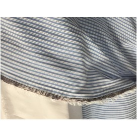 Tissu Coton Ciel Imprimé Fine Rayure Au Mètre En Grande Largeur