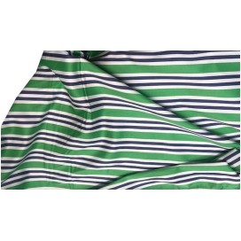 Tissu Coton Vert Imprimé Rayure Marine Et Blanc Au Mètre En Grande Largeur