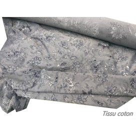 Tissu Coton Imprimé Jeans Fleurs Au Mètre En Grande Largeur