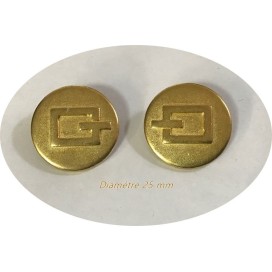 Bouton Doré Métal Stylé Couture Diamètre 25 mm.