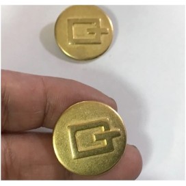 Bouton Doré Métal Stylé Couture Diamètre 25 mm.