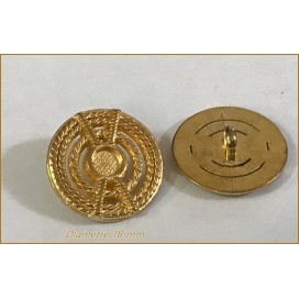 Bouton Doré Métal Stylé Marin Couture Diamètre 18 mm.