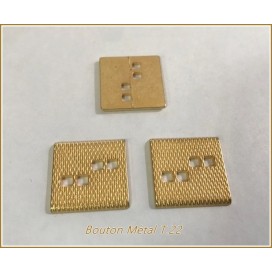Bouton Doré Carré Mètal Couture Diamètre 22 mm.