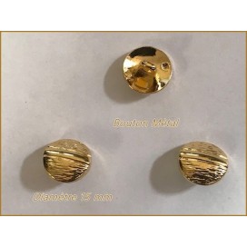 Bouton Doré Mètal Couture en Diamètre 14 mm