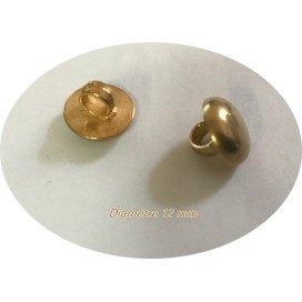 Bouton Doré Mat Demi-Boule Plat Couture en Diamètre 12 mm