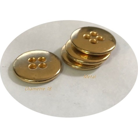 Bouton Doré Mètal Couture Diamètre 18 mm