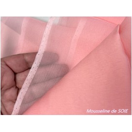 Tissu Mousseline de Soie Rose haute Couture Au Mètre.