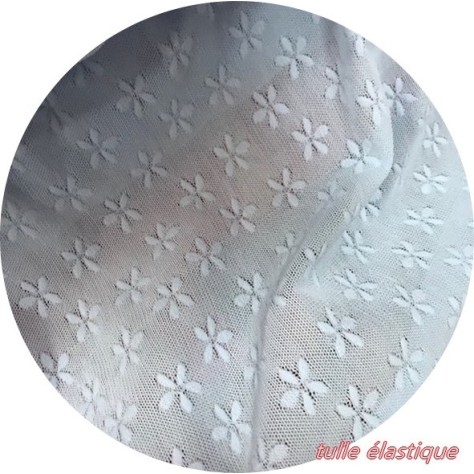 Tulle Elastique Imprimé Résille lycra Bleu Ciel Au Mètre  Pour Lingerie, Justaucorps.