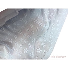 Tulle Elastique Imprimé Résille lycra Bleu Ciel Au Mètre  Pour Lingerie, Justaucorps.