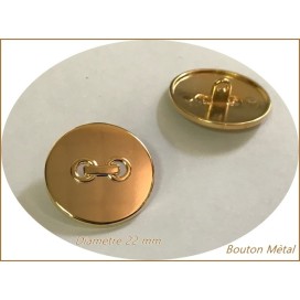 Bouton Doré Métal Couture Diamètre 22 mm.