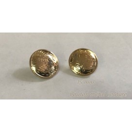 Bouton Doré Métal Couture Diamètre 15 mm.