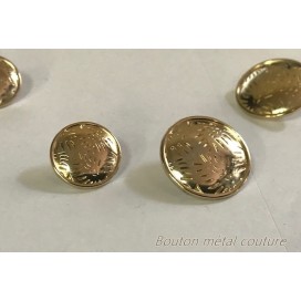 Bouton Doré Métal Couture Diamètre 15 mm.