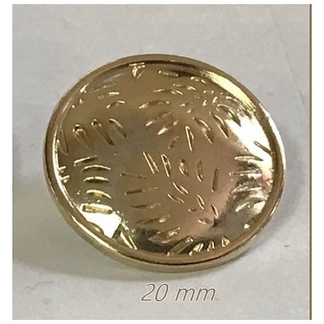 Bouton Doré Métal Couture Ciselé Diamètre 20 mm.