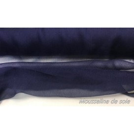 Tissu Mousseline De Soie Bleu Marine Couture  Au Mètre.