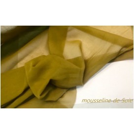 Tissu Mousseline De Soie Moutarde vert Couture  Au Mètre.