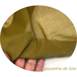 Tissu Mousseline De Soie Moutarde vert Couture  Au Mètre.