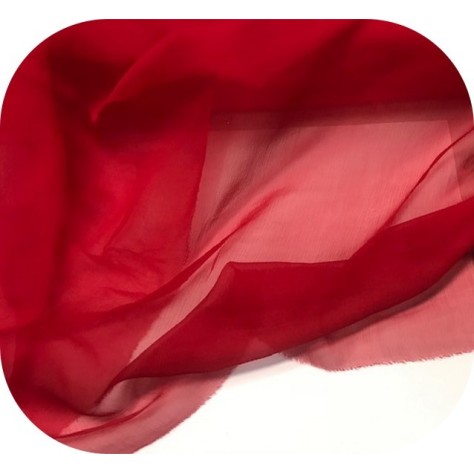 Tissu Mousseline De Soie Rouge Couture  Au Mètre.
