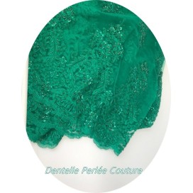 Dentelle Perlée vert émeraude En Grande Largeur, Pour Robes De Cerémonie, Bustier Et Lingerie De Luxe.