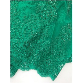 Dentelle Perlée vert émeraude En Grande Largeur, Pour Robes De Cerémonie, Bustier Et Lingerie De Luxe.