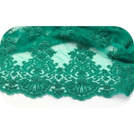 Dentelle Perlée vert émeraude En Grande Largeur, Pour Robes De Cerémonie, Bustier Et Lingerie De Luxe.