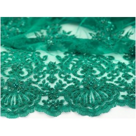 Dentelle Perlée vert émeraude En Grande Largeur, Pour Robes De Cerémonie, Bustier Et Lingerie De Luxe.