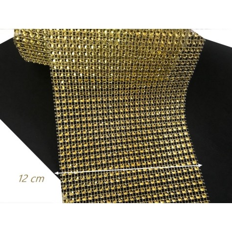 Ruban Façon Strass Au Mètre En 12 cm Couleur Doré Clair Pour Customisations Et Décorations