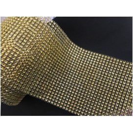 Ruban Façon Strass Au Mètre En 12 cm Couleur Doré Clair Pour Customisations Et Décorations