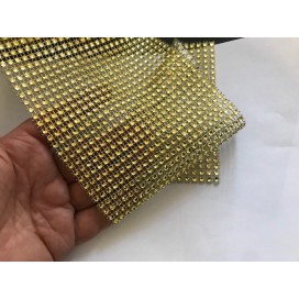Ruban Façon Strass Au Mètre En 12 cm Couleur Doré Clair Pour Customisations Et Décorations