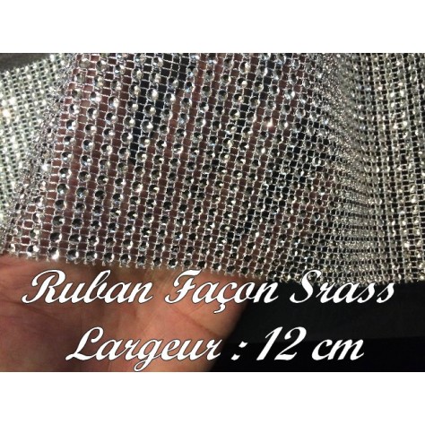 Ruban Façon Strass Au Mètre En 12 cm Couleur Argenté Pour Customisations Et Décorations