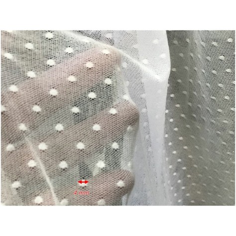 Tissu Tulle Résille plumetis Ivoire Lycra Au Mètre Pour Justaucorps, Mariage Et Décorations