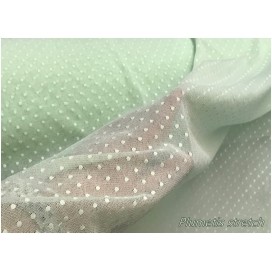 Tissu Tulle Résille plumetis Blanc Lycra Au Mètre Pour Justaucorps, Mariage Et Décorations