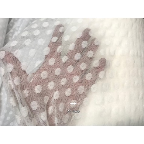 Tissu Tulle Résille plumetis Ivoire Lycra Au Mètre Pour Justaucorps, Mariage Et Décorations